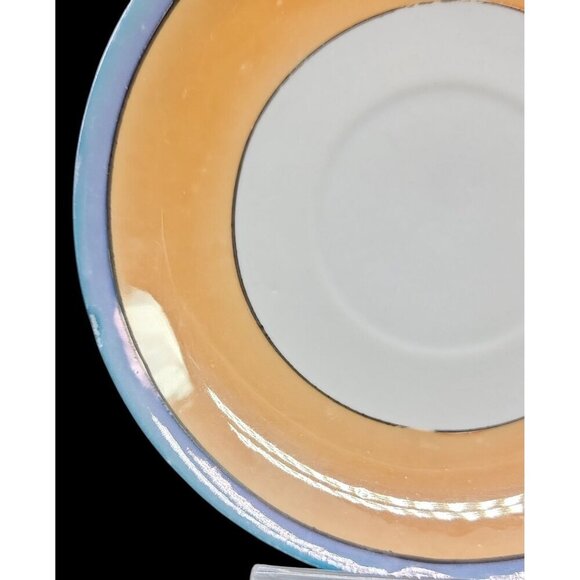 Teacup & Saucer Japanese Lusterware Floral Design Irridescent Glaze 8oz Cup VTG - Picture 7 of 10